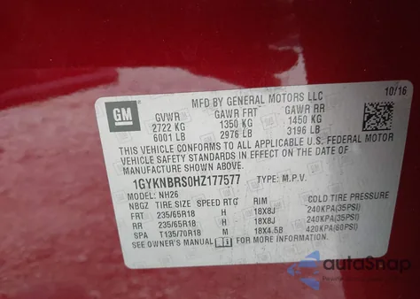 2017 Cadillac Xt5 Luxury z USA, uszkodzony, nr VIN 1GYKNBRS0HZ177577